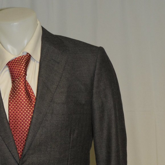 Miller's Oath Gray Herringbone Super 100 One Button Suit Jacket 39R - Picture 1 of 11